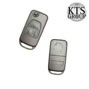 Mercedes Benz 3 mygtukų apverčiamas nuotolinio valdymo pulto raktų ruošinys su 2 takelių ašmenimis (be logotipo)