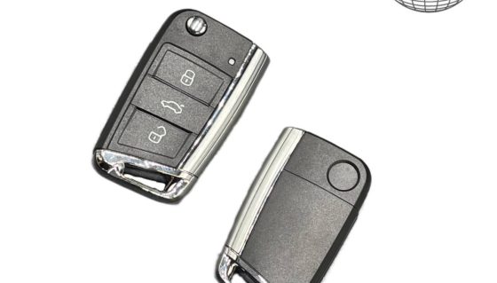 VW Golf 3/5/7 3 mygtukų apverčiamas nuotolinio valdymo pultas tuščias sidabrinė nugara